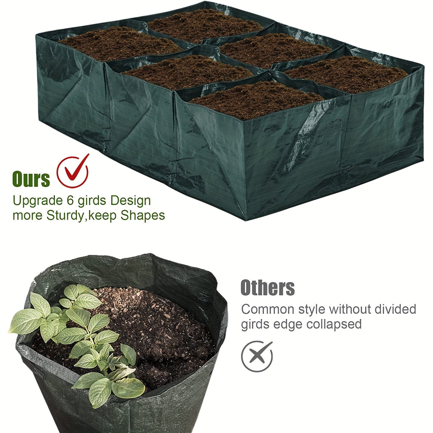1pc Elevated Garden Flowerpot Fabric Bed 6 Mesh Raised Vegetable Growth Bags