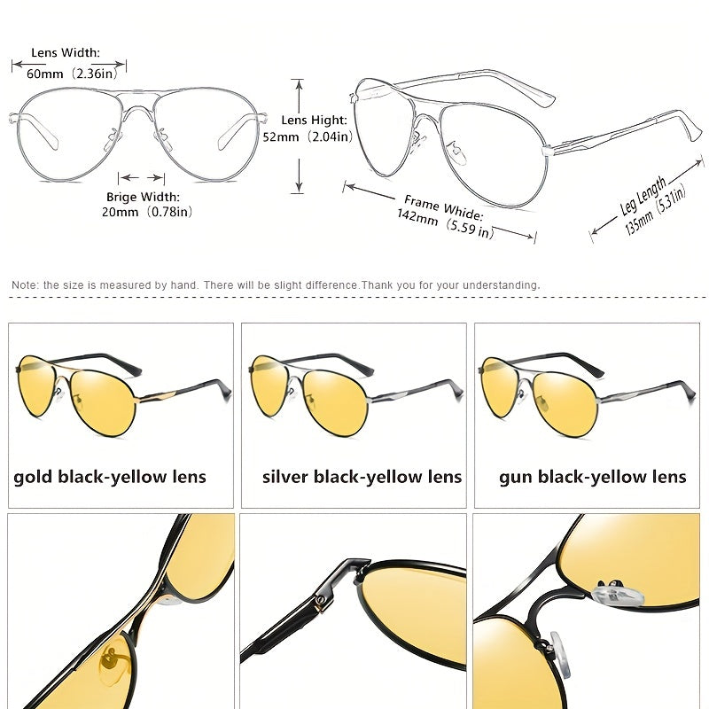 Aviation Photochromic Sunglasses Polarized Men Night Vision Driving