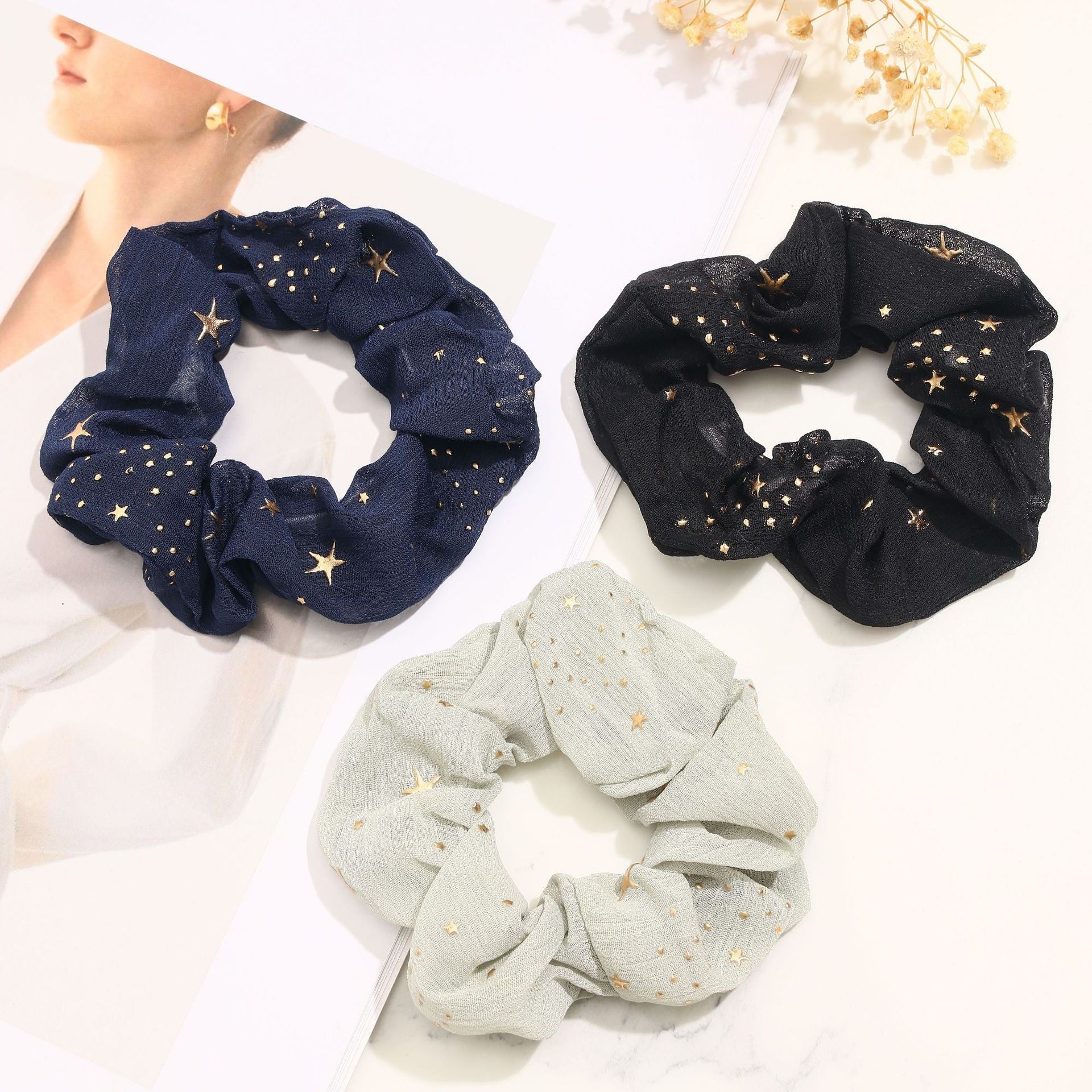 Star Hair Scrunchies Elastic Hair Bands Ponytail Hair Ties