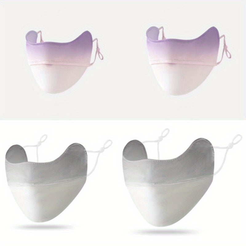 4pc Reusable Sunshade Face Mask Gradient UV Protection Washable Ice Silk