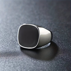 Men's Enamel Square Ring Stylish Jewelry