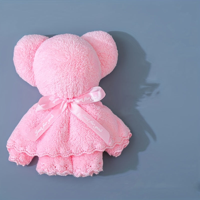 Bear Shaped Towel Coral Velvet Square Towel Decorative Fingertip Towel