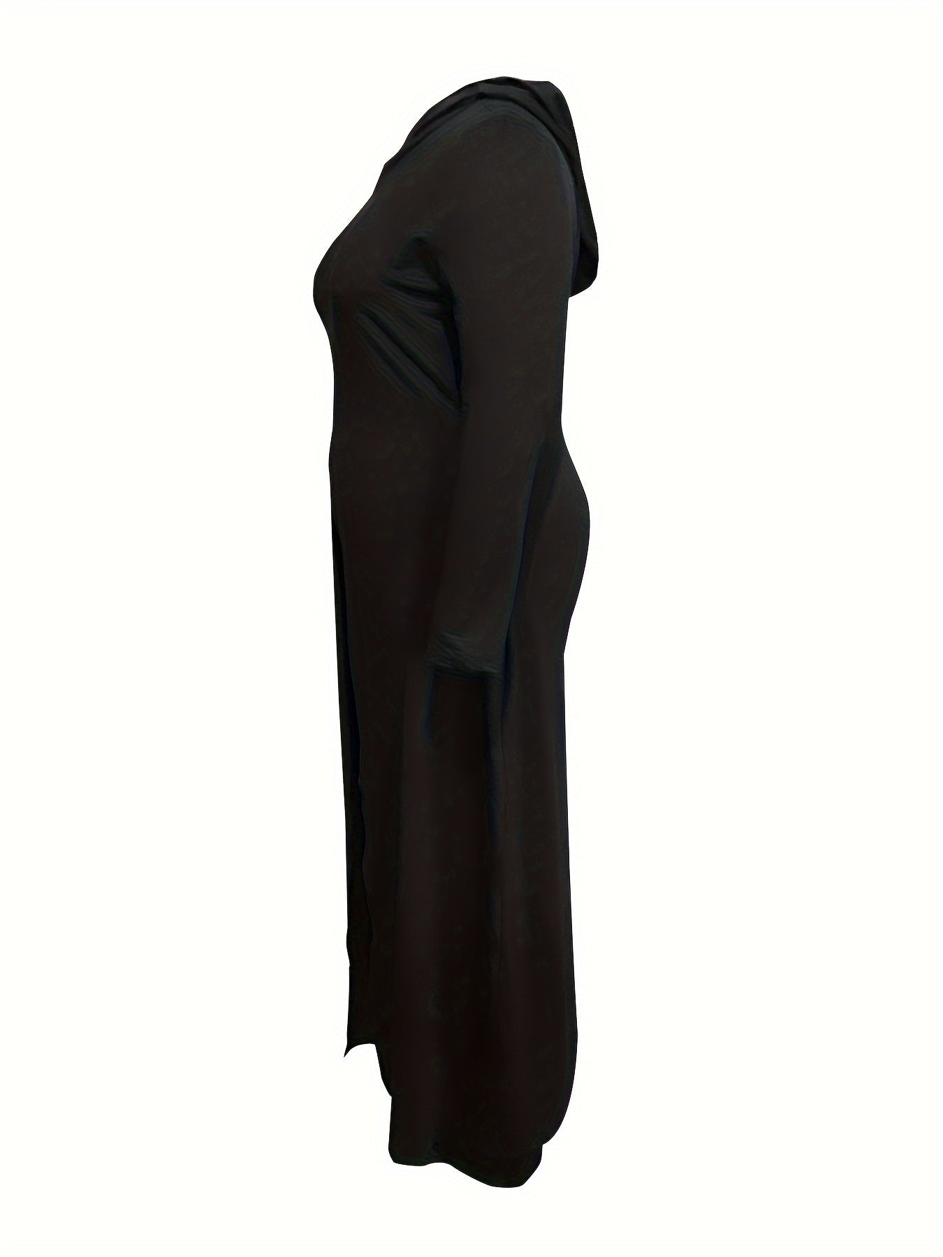  Solid Long Sleeve Hooded Tunic Top & Pants Set