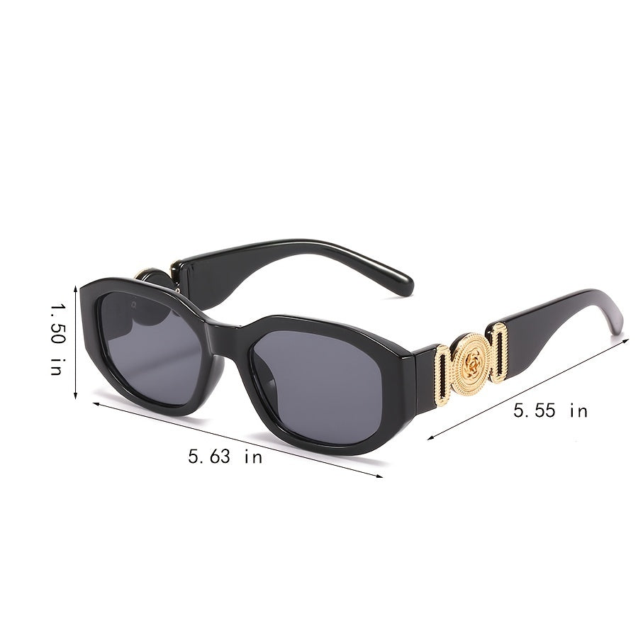Vintage Polygonal Sunglasses Metal Flower Label Classic Shades