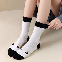 5 Pairs Floral & Bunny Print Socks Mid Tube Women's Stockings