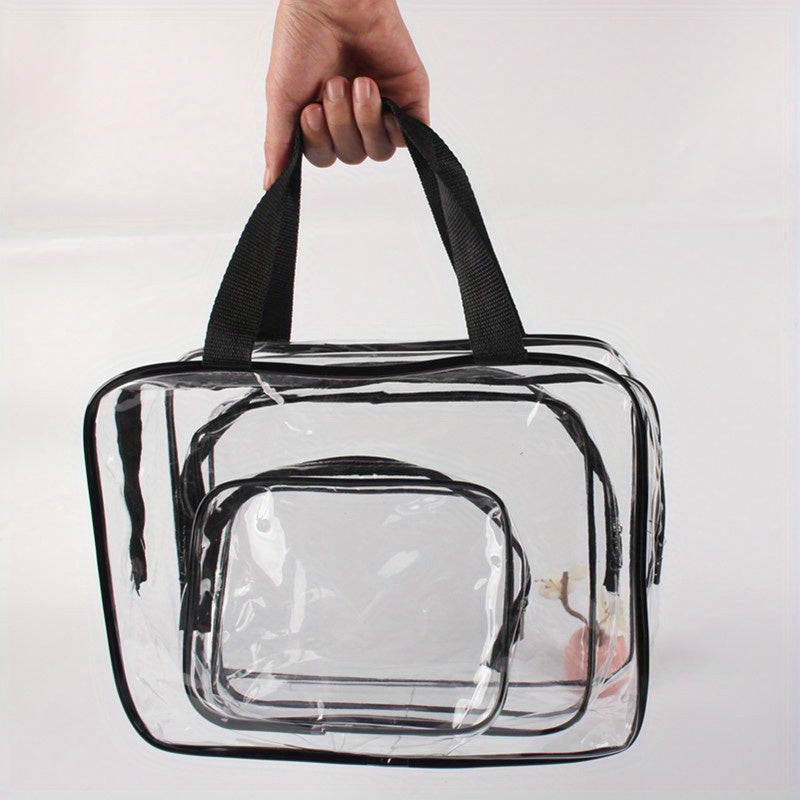 Clear Makeup Bag Waterproof Travel Toiletry Bag With Handle and Zipper