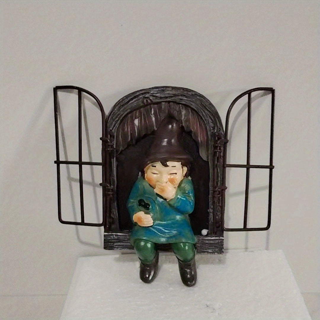 Garden Gnome Statue Tree Hugging Elf Ornaments for Christmas Decoration