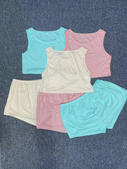 6 Pack Plus Size Lounge Set Solid Tank Top & Shorts Pajama