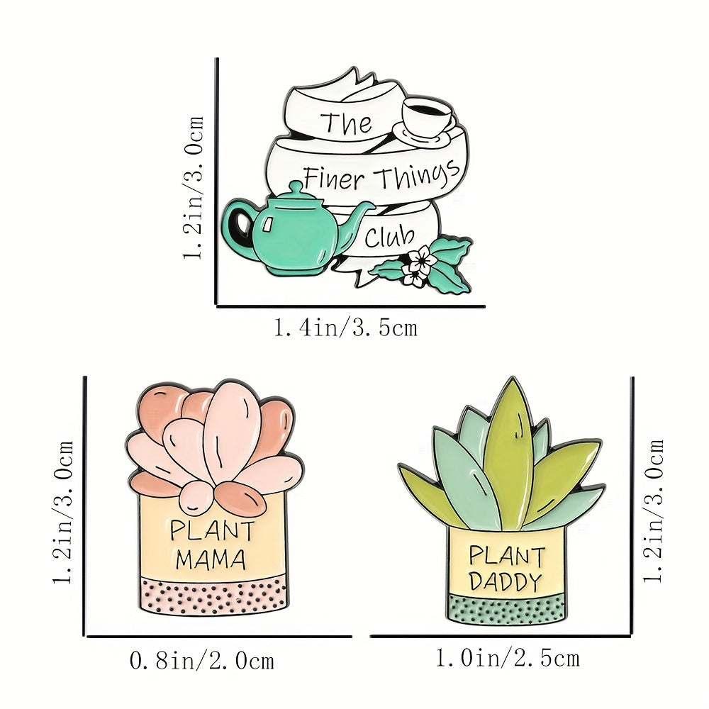 Plant Mama Plant Daddy Succulent Aloe Brooch