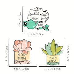 Plant Mama Plant Daddy Succulent Aloe Brooch