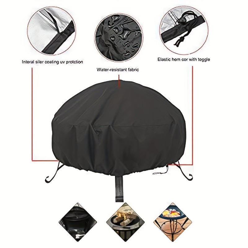 Waterproof Round Fire Pit Cover Patio Dustproof Anti UV Tear Resistant
