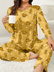  Dino & Paw Print Long Sleeve Pajama Set