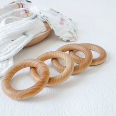 Baby Sleep Soother Bunny Teething Chewer High Beech Log Wood Ring Cotton