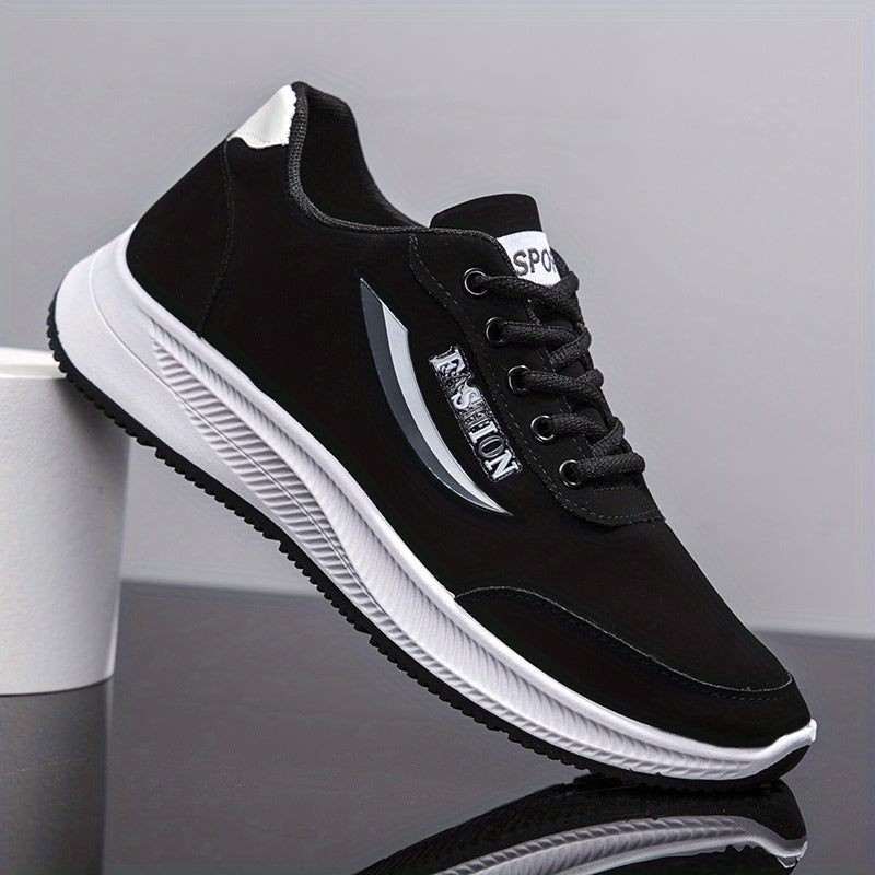Men's Letter Print Lace up Sneakers Soft Sole Walking Shoes