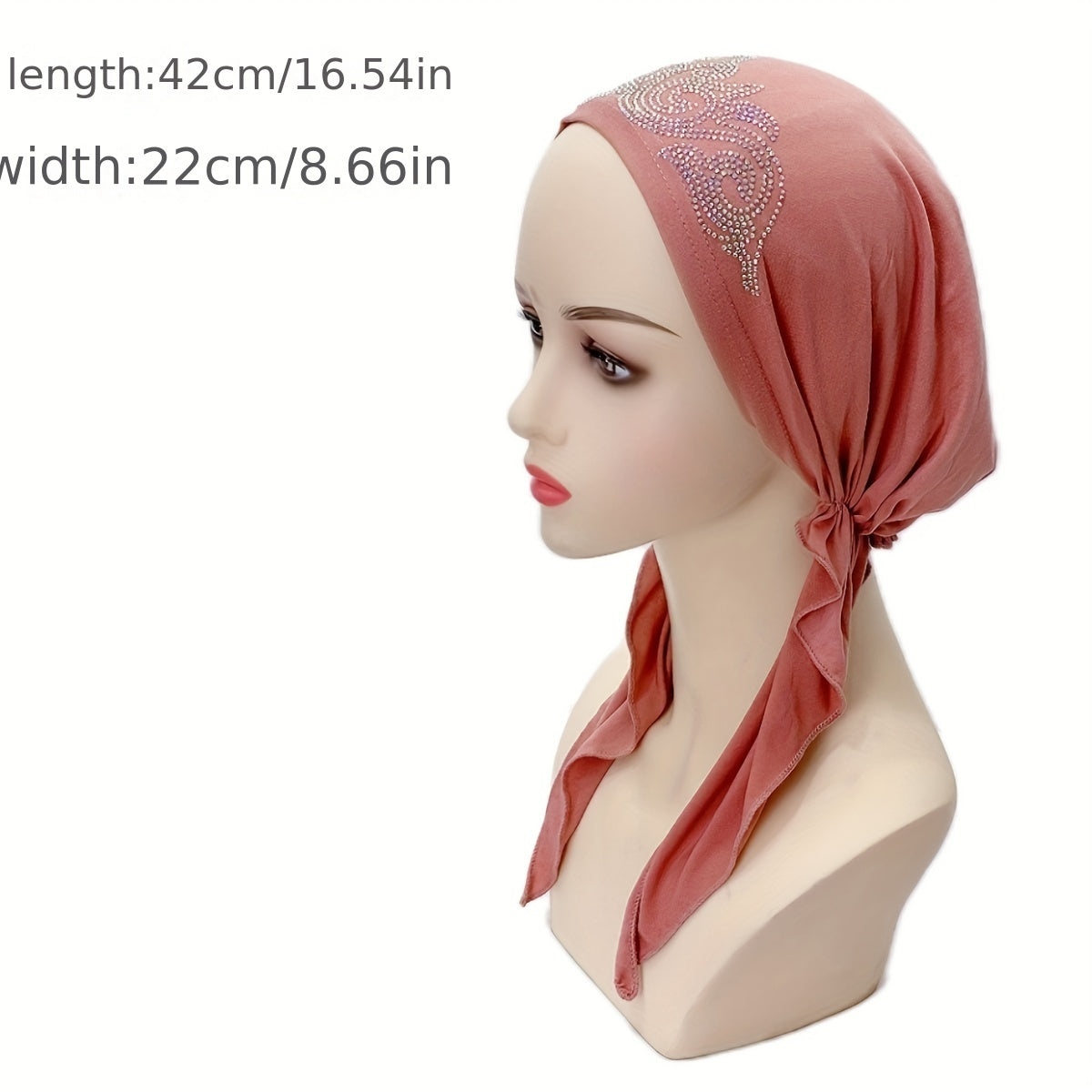 Rhinestone Decor Head Wraps Solid Turban Cap Elastic Chemo Cap