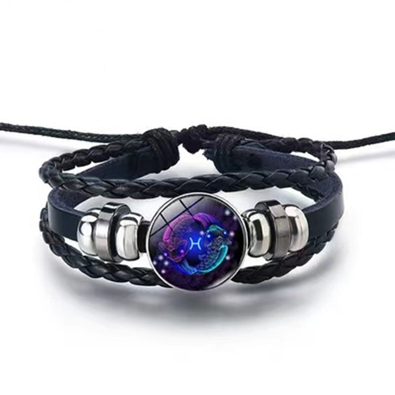 Zodiac Charm Bracelet Multilayer Leather Bangle