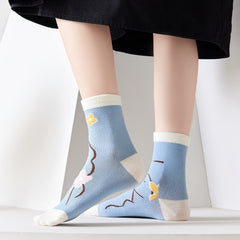 Funny Pattern Mid Tube Socks For Sports Skateboard Women's Socks