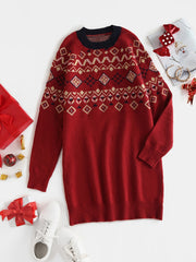  Oversized Jacquard Sweater Women's Casual Sweater
