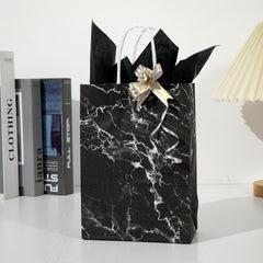 4pcs Marble Gift Bag Candy Bag with Wrapping Paper & Ribbon Bows