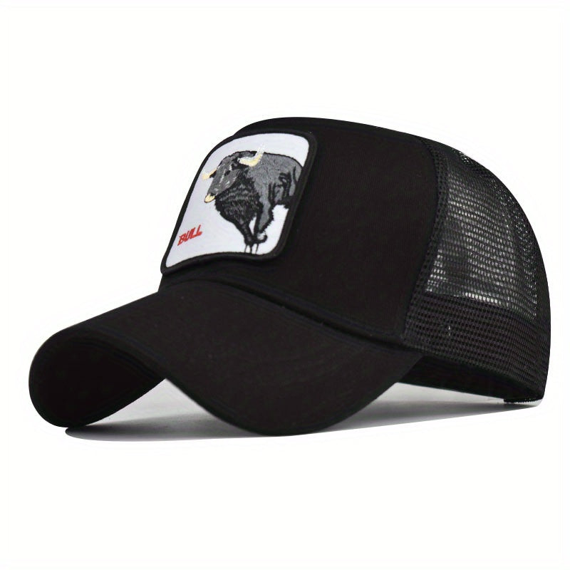 Bull Cash Cartoon Baseball Cap Animal Embroidery Patch Trucker Hat