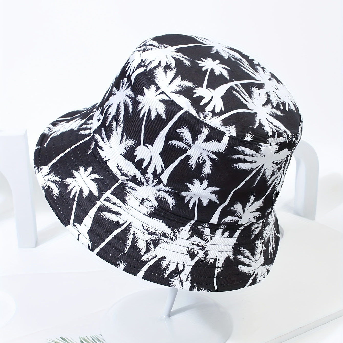 Coconut Tree Reversible Bucket Hat Fisherman Cap Sunscreen