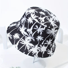 Coconut Tree Reversible Bucket Hat Fisherman Cap Sunscreen