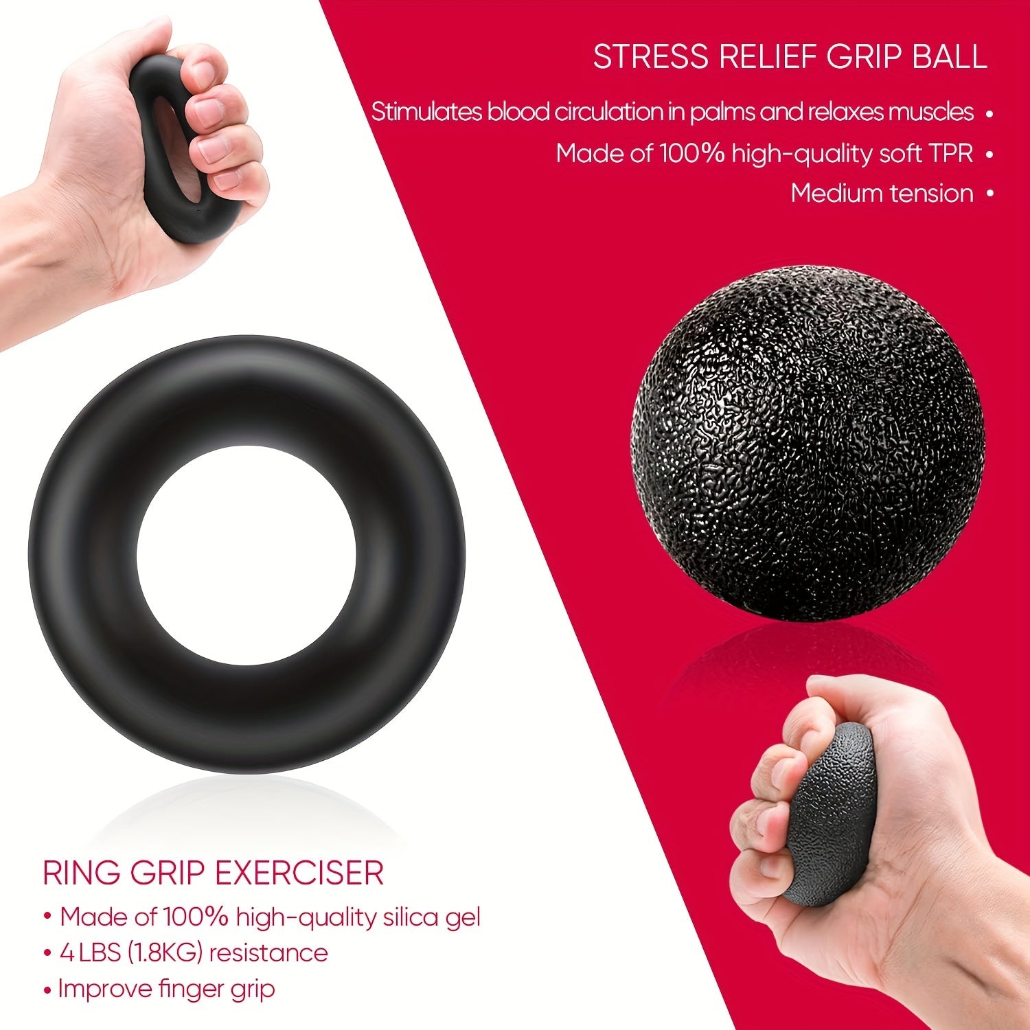 Adjustable Hand Grip Strengthener Kit Finger Exerciser Set