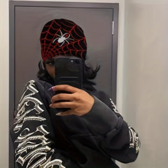 Hip Hop Spider Jacquard Beanie Gothic Unisex Skull Cap Y2K