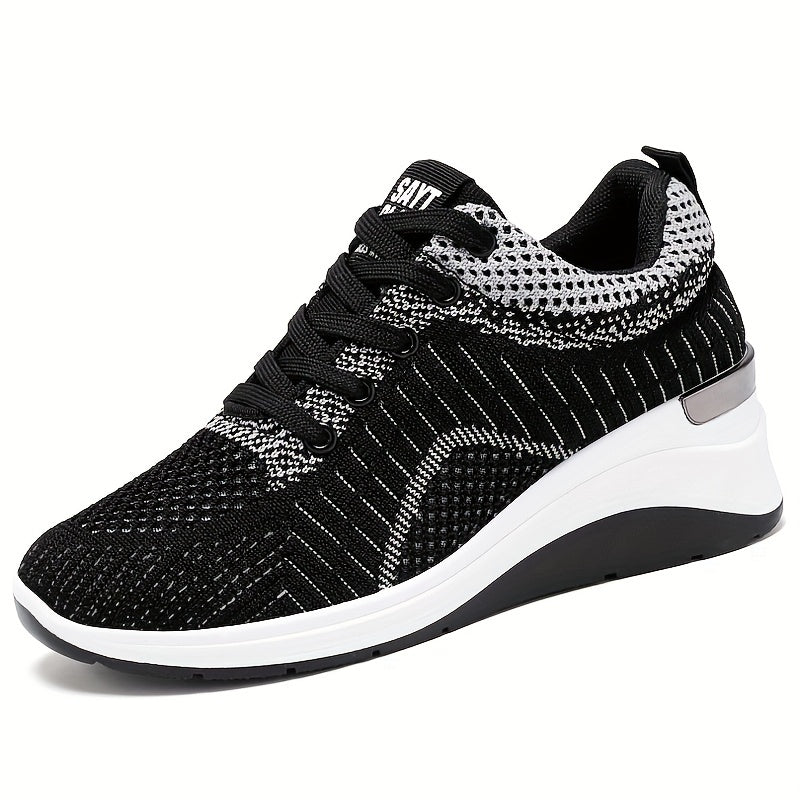 Women's Chunky Knit Sneakers Breathable Lace Up Sports Shoes