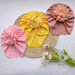 Soft Elastic Strip Flower Baby Hat For Girl