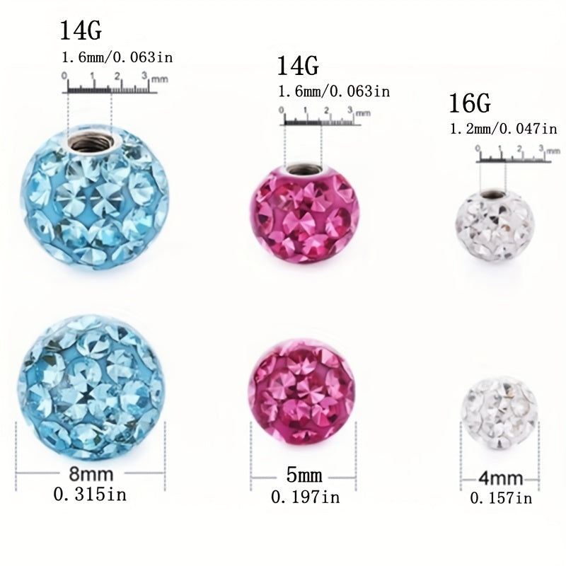 4pc Replacement Balls Spikes for Piercing Barbell 4mm 5mm 8mm CZ DIY Jewelry