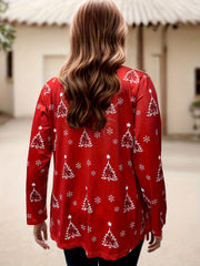  Christmas Tree Print Cardigan Women's Long Sleeve Cozy Open Front