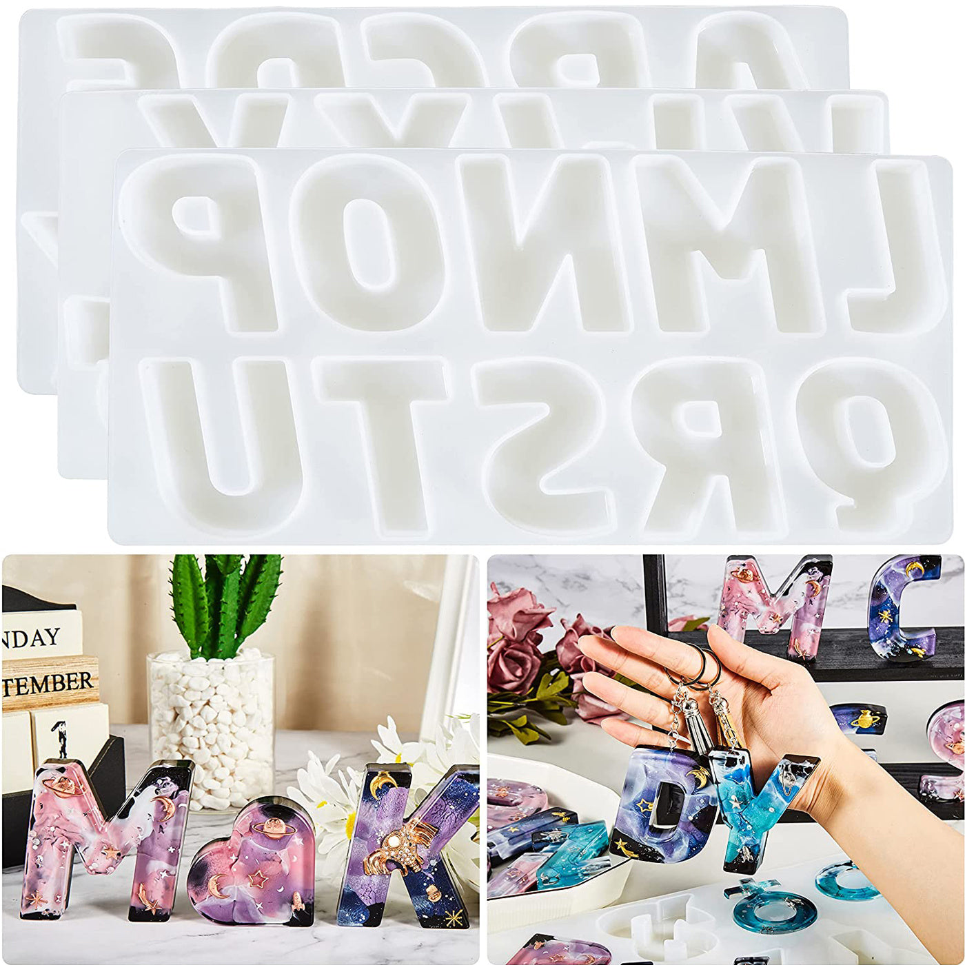 Large Reversed Alphabet Resin Molds Silicone Mold Set