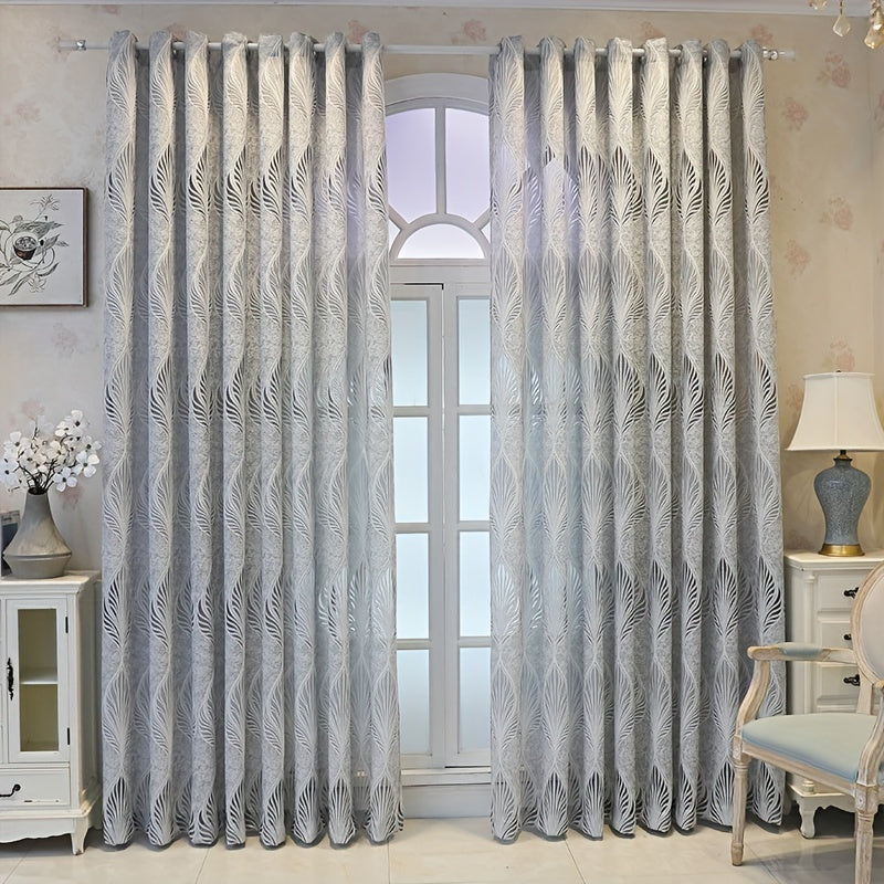 Hollow Leaf Jacquard Sheer Curtain - Enhance Home Decor with Style and Privacy