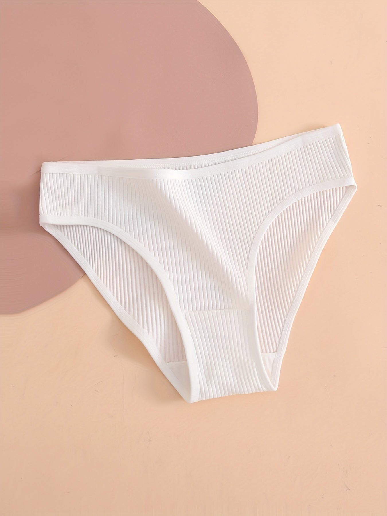5pcs Ribbed Briefs Stretchy Intimates Panties Women's Lingerie