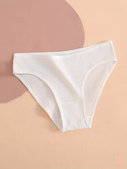 5pcs Ribbed Briefs Stretchy Intimates Panties Women's Lingerie
