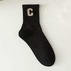 Crew Socks Comfortable Breathable 3D Textured Solid Socks Women's Stockings