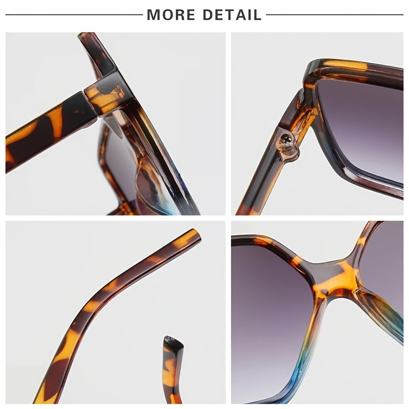 Square Frame Polarized Sunglasses Gradient Lens Vintage Eyewear