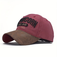PU Spliced Baseball Cap 3D Letter Embroidery Sun Hat
