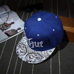 Paisley Print Snapback Hat Gothic Embroidery Baseball Cap Sunshade Dad Hat