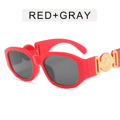 Small Polygonal Vintage Sunglasses Thick Temple Gradient Women Shades