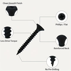 100 Wood Screws Coarse Thread Deck Star Flat Head Rust Resistant Epoxy Coated