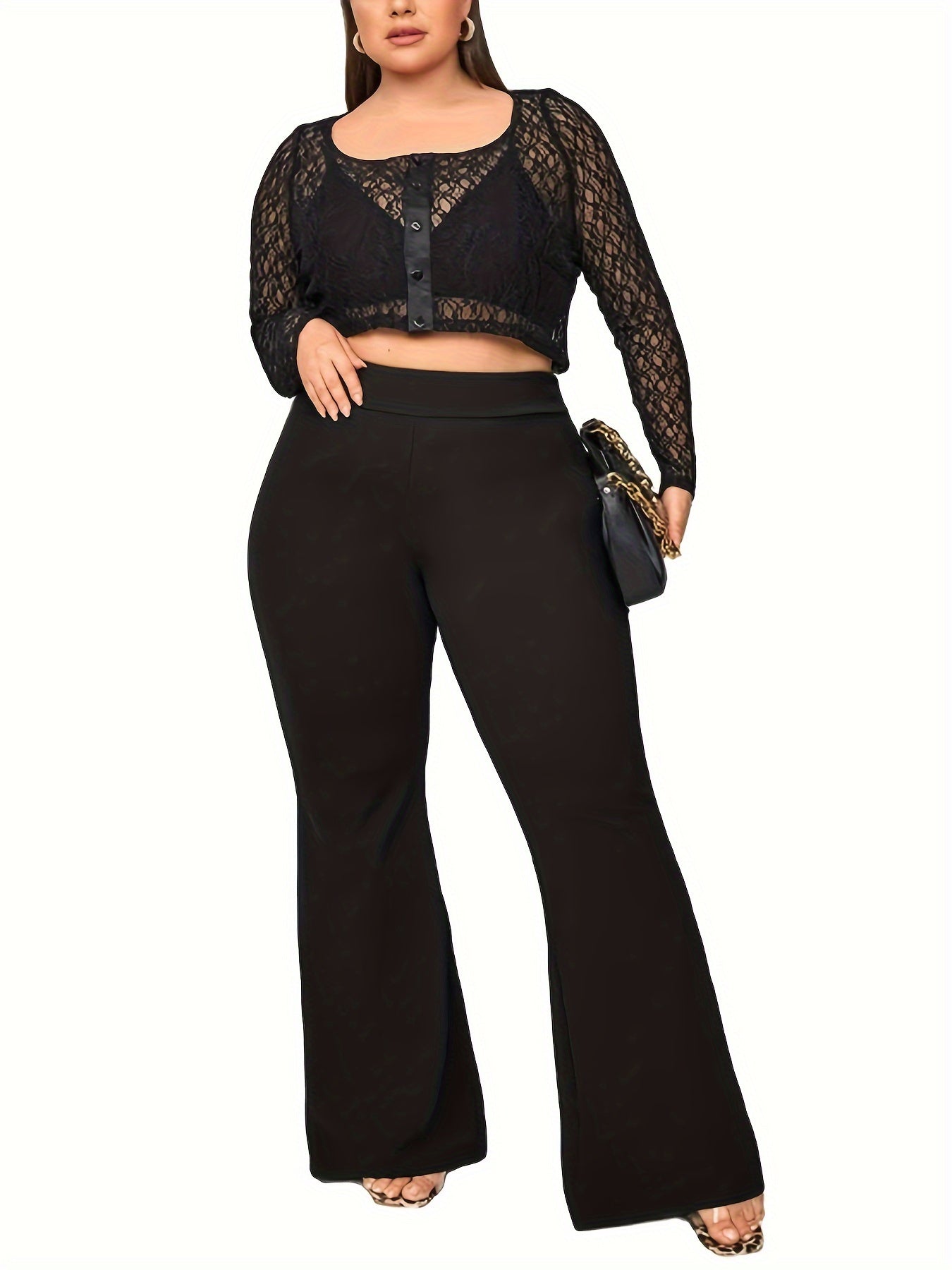  High Rise Flared Leg Trousers