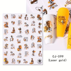 3D Graffiti Nail Art Stickers Abstract Line DIY Manicure Tips Decoration