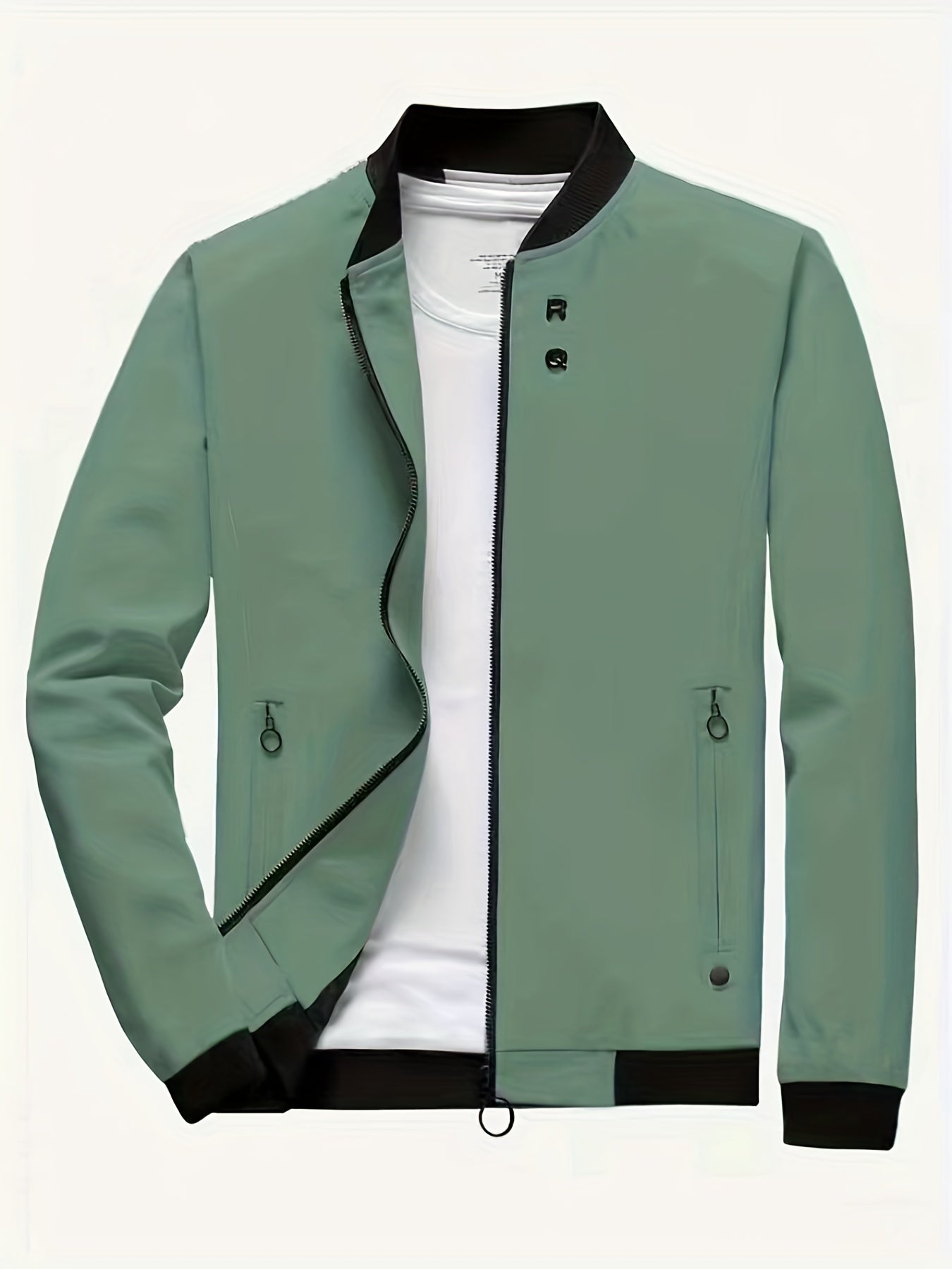 Men's Stand Collar Windbreaker Zip Up Jacket