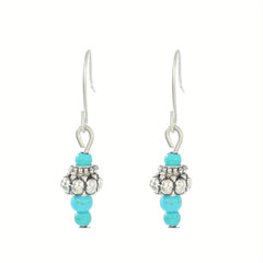 Turquoise Bohemian Hook Earrings Silver Plated Jewelry