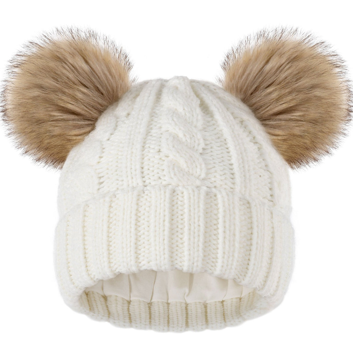 Toddler Winter Faux Fur Pom Beanie Hat For Kids