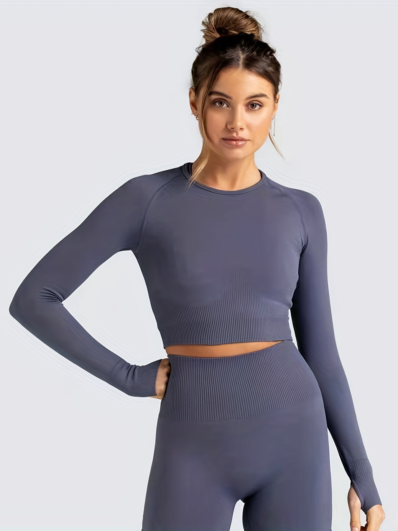 2pcs Seamless Skinny Stretchy Sports Yoga Suit