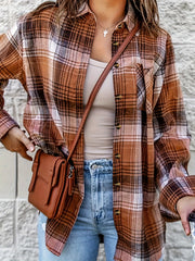  Plaid Print Long Sleeve Button Up Shirt