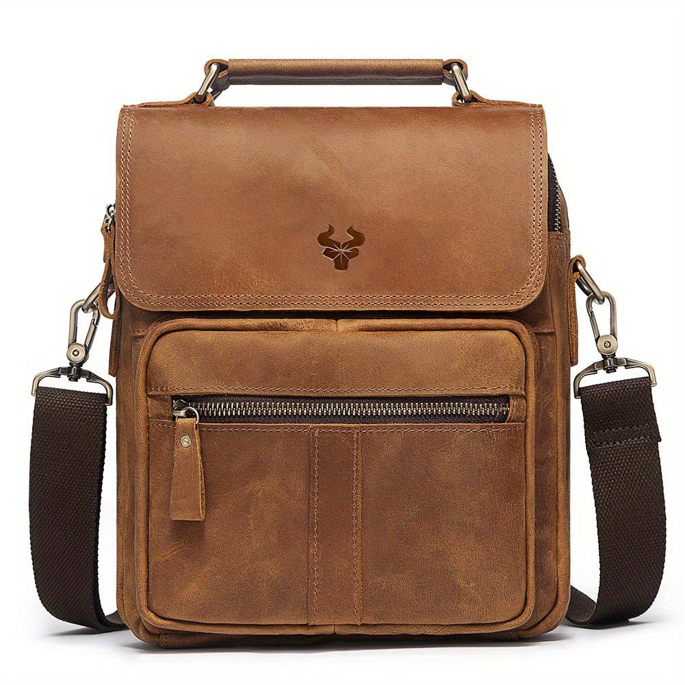 HUMERPAUL Leather Shoulder Bag Retro Top Layer Cowhide Crossbody Bag